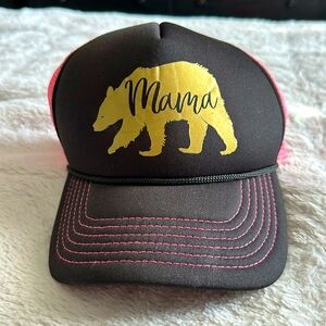 Simply Southern - Pink, black and gold “Mama Bear” trucker hat
